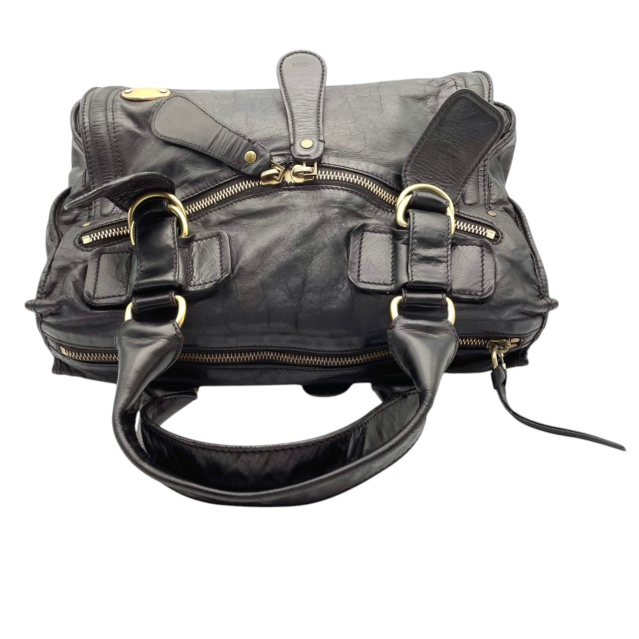 Chloé クロエ バッグ ベイ レザー ハンドバッグ Y2K archive vintage 本革 スムースレザー ブラック 黒 ゴールド金具 エレガント クラシック スタイリッシュ カジュアル 上品 ボストンバッグ 大容量 S9