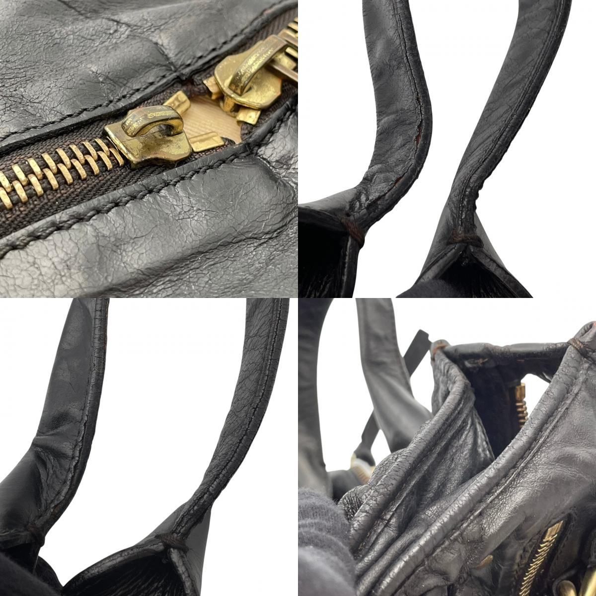 Chloé クロエ バッグ ベイ レザー ハンドバッグ Y2K archive vintage 本革 スムースレザー ブラック 黒 ゴールド金具 エレガント クラシック スタイリッシュ カジュアル 上品 ボストンバッグ 大容量 S9