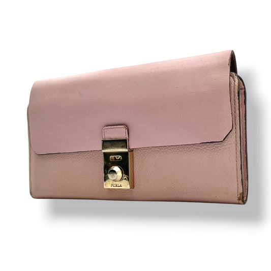 フルラ 財布 ミラノ PEGGY XL BIFOLD 二つ折り長財布 フラップウォレット ロングウォレット 本革 レザー ライトピンク ゴールド金具 エレガント クラシック スタイリッシュ カジュアル 上品 普段使い レディース 定番 人気 毎日使い M4