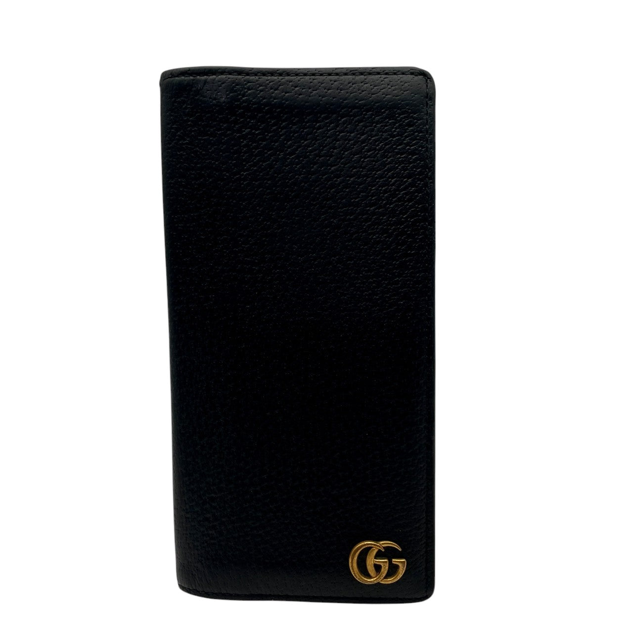 【美品】グッチ 財布 GGマーモント 二つ折り長財布 札入れ ロングウォレット 本革 レザー ブラック 黒 ゴールド金具 インターロッキングG クラシック エレガント スタイリッシュ シンプル 上品 ミニマル ビジネス メンズ レディース 定番 人気 W1