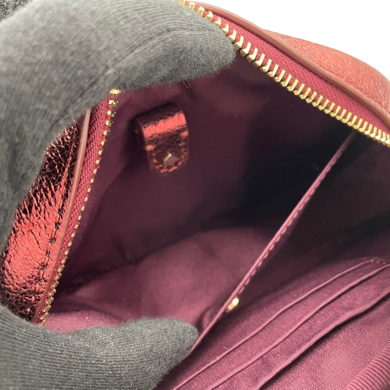 【美品】ケイトスペード バッグ 渡辺直美 コラボ 限定カプセルコレクション スモール カメラバッグ ショルダーバッグ 斜め掛け 肩掛け ポシェット 本革 メタリックピンク ボルドー系 ゴールド金具 エレガント スタイリッシュ カジュアル デイリー S15