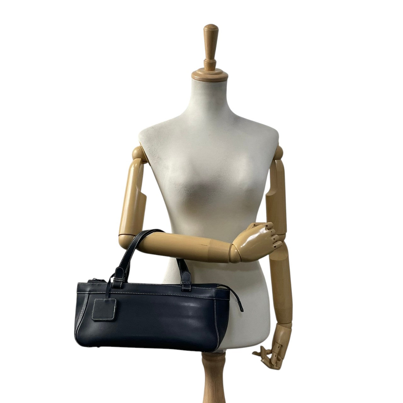 KITAMURA キタムラ バッグ ハンドバッグ 手提げ 肩掛け 横長 筒型 本革 Smooth Leather ネイビー 紺色 ホワイトステッチ クラシック 上品 デイリー ユース レディース 定番 人気 鞄 S54