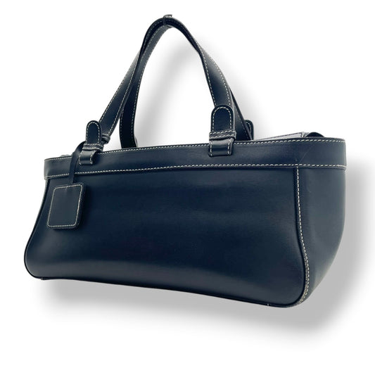 KITAMURA キタムラ バッグ ハンドバッグ 手提げ 肩掛け 横長 筒型 本革 Smooth Leather ネイビー 紺色 ホワイトステッチ クラシック 上品 デイリー ユース レディース 定番 人気 鞄 S54