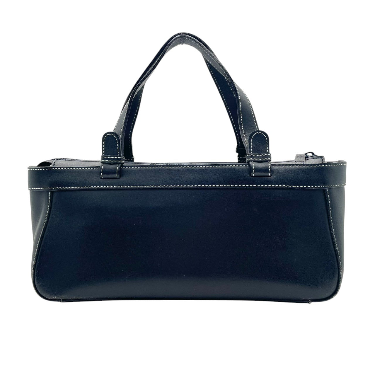KITAMURA キタムラ バッグ ハンドバッグ 手提げ 肩掛け 横長 筒型 本革 Smooth Leather ネイビー 紺色 ホワイトステッチ クラシック 上品 デイリー ユース レディース 定番 人気 鞄 S54