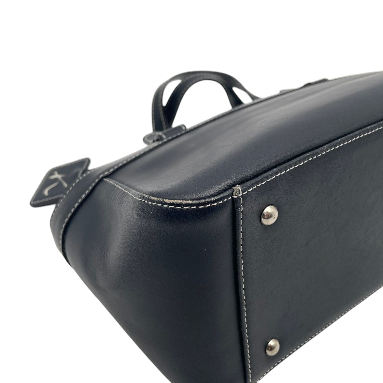 KITAMURA キタムラ バッグ ハンドバッグ 手提げ 肩掛け 横長 筒型 本革 Smooth Leather ネイビー 紺色 ホワイトステッチ クラシック 上品 デイリー ユース レディース 定番 人気 鞄 S54