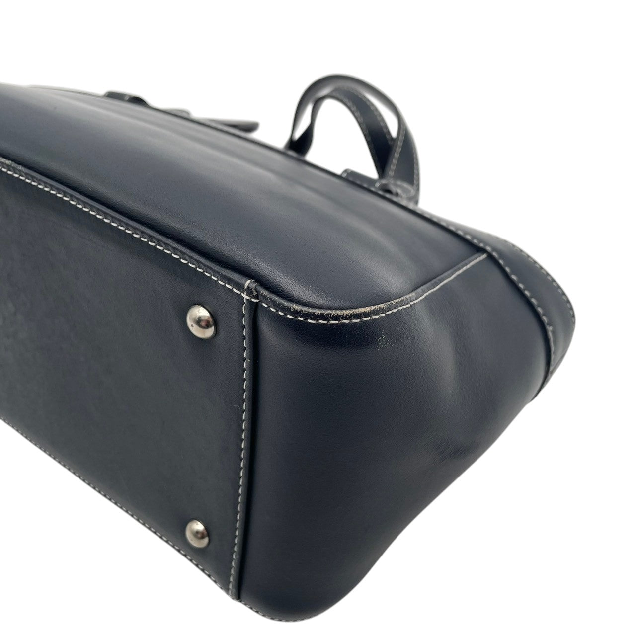 KITAMURA キタムラ バッグ ハンドバッグ 手提げ 肩掛け 横長 筒型 本革 Smooth Leather ネイビー 紺色 ホワイトステッチ クラシック 上品 デイリー ユース レディース 定番 人気 鞄 S54
