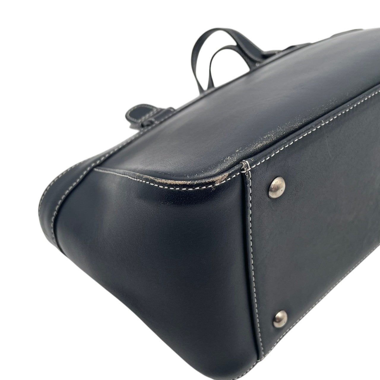 KITAMURA キタムラ バッグ ハンドバッグ 手提げ 肩掛け 横長 筒型 本革 Smooth Leather ネイビー 紺色 ホワイトステッチ クラシック 上品 デイリー ユース レディース 定番 人気 鞄 S54