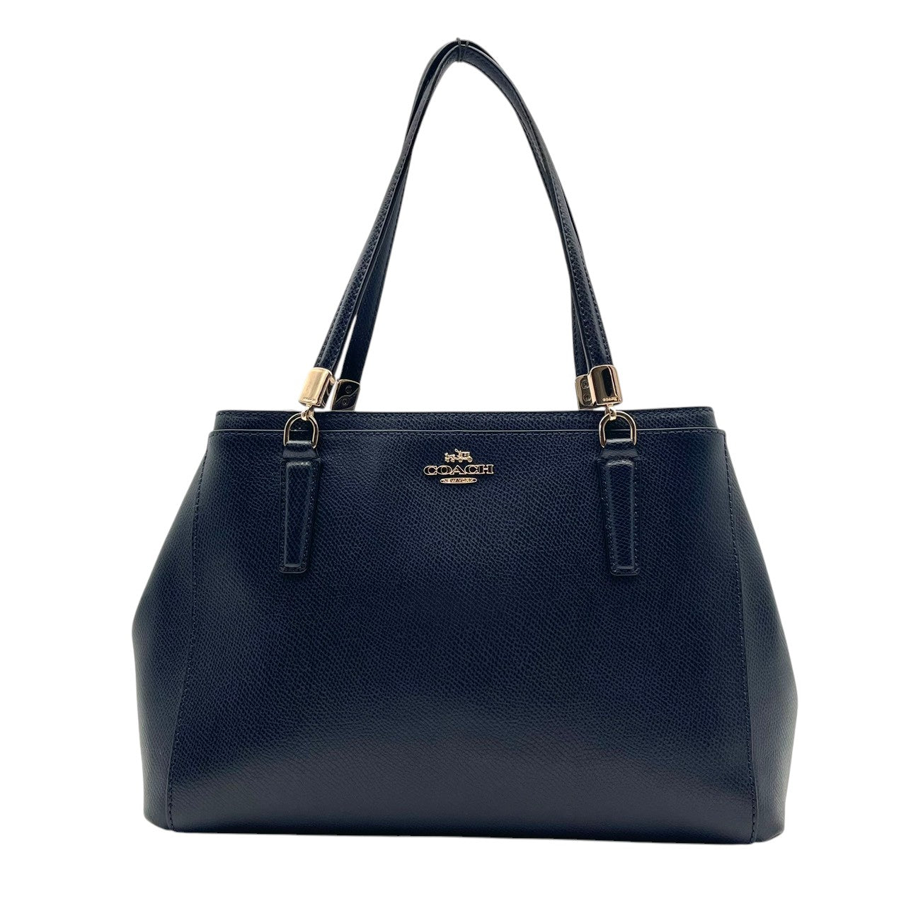 【美品】 COACH コーチ バッグ ラグジュアリー クロスグレーン レザー クリスティー キャリーオール トートバッグ ハンドバッグ ショルダーバッグ 手提げ 肩掛け 斜め掛け 本革 ネイビー 紺色 ゴールド金具 通勤 通学 レディース 人気 S54
