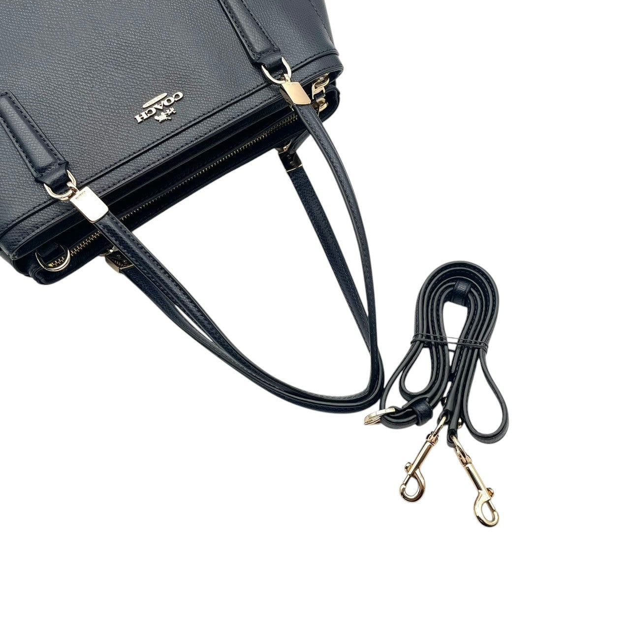 【美品】 COACH コーチ バッグ ラグジュアリー クロスグレーン レザー クリスティー キャリーオール トートバッグ ハンドバッグ ショルダーバッグ 手提げ 肩掛け 斜め掛け 本革 ネイビー 紺色 ゴールド金具 通勤 通学 レディース 人気 S54
