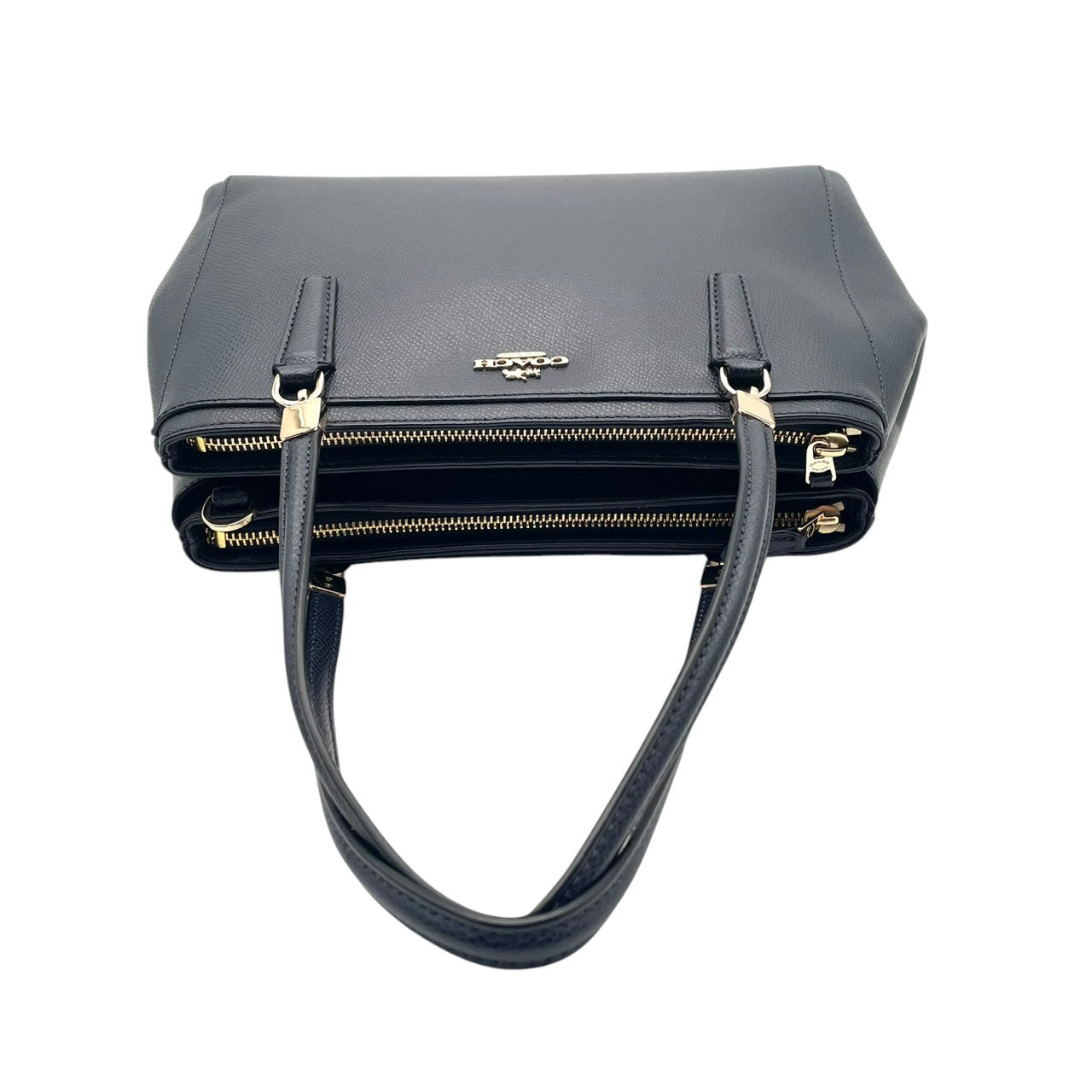 【美品】 COACH コーチ バッグ ラグジュアリー クロスグレーン レザー クリスティー キャリーオール トートバッグ ハンドバッグ ショルダーバッグ 手提げ 肩掛け 斜め掛け 本革 ネイビー 紺色 ゴールド金具 通勤 通学 レディース 人気 S54