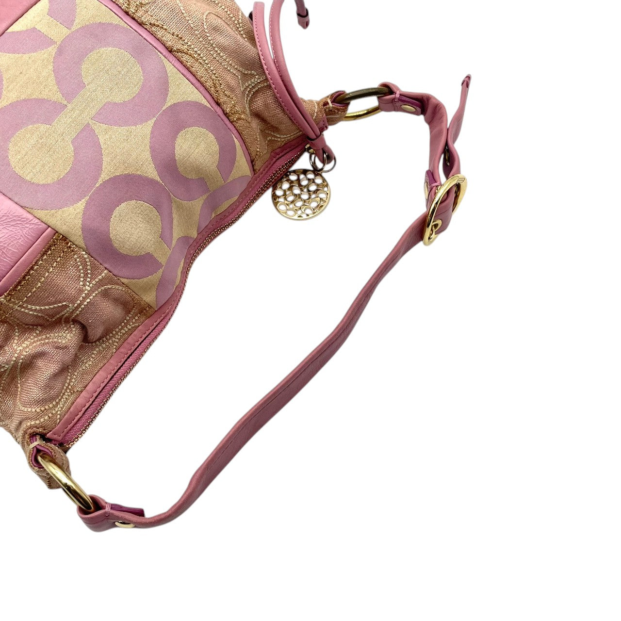 COACH コーチ バッグ アリ ピースト スモール ホーボー ショルダーバッグ ハンドバッグ ワンショルダー 手提げ 肩掛け パッチワーク キャンバス レザー 本革 ピンクパープル ベージュ ゴールド金具 レディース S54