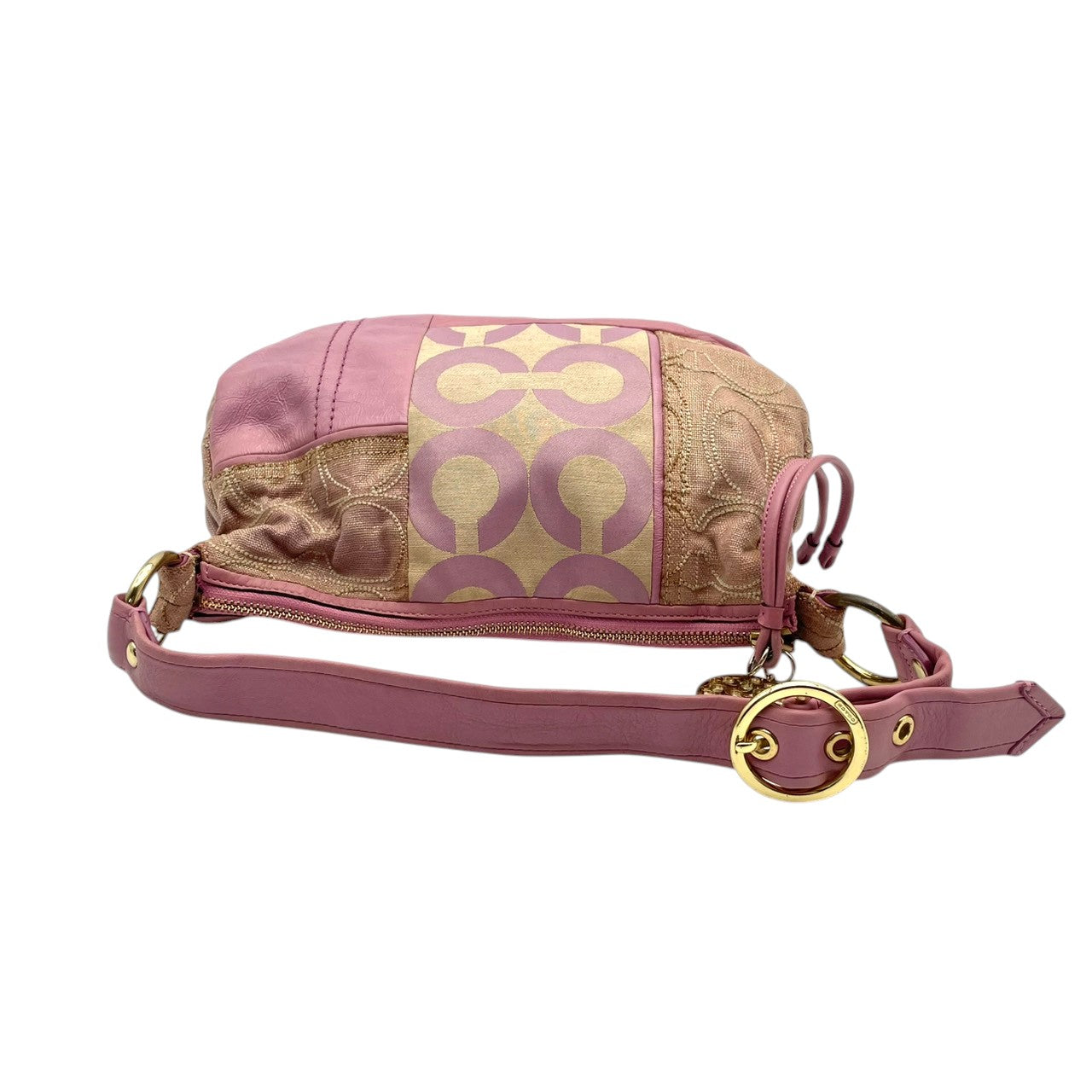 COACH コーチ バッグ アリ ピースト スモール ホーボー ショルダーバッグ ハンドバッグ ワンショルダー 手提げ 肩掛け パッチワーク キャンバス レザー 本革 ピンクパープル ベージュ ゴールド金具 レディース S54