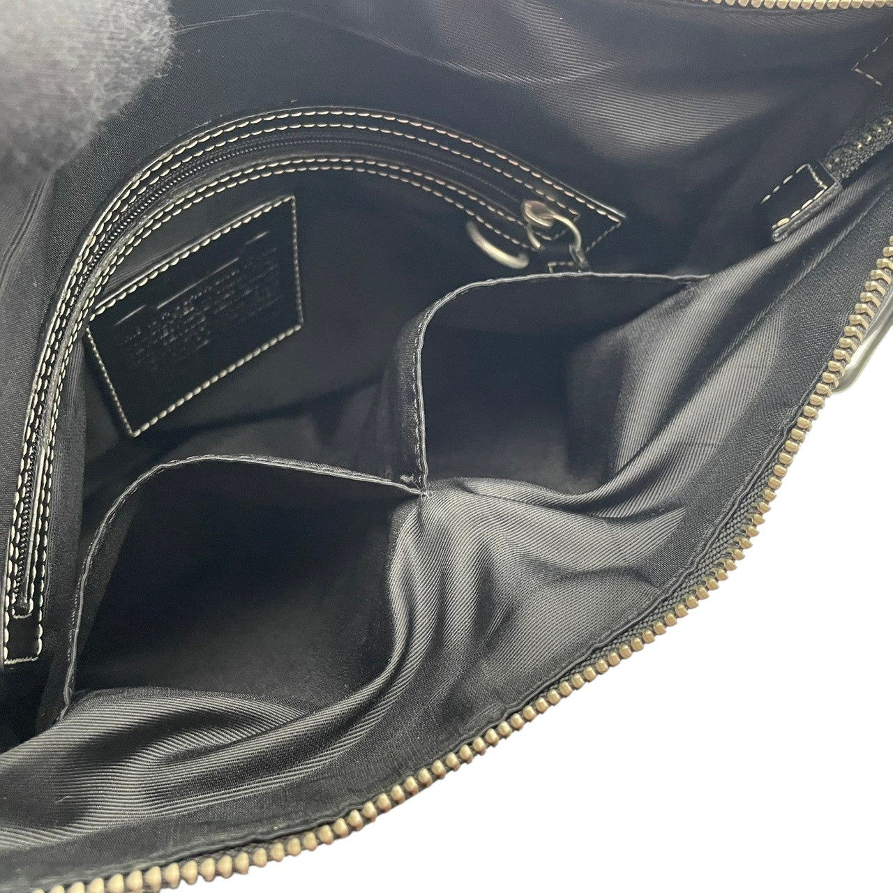 【美品】 COACH コーチ バッグ シグネチャー ショルダーバッグ 斜め掛け 肩掛け ポシェット クロスボディ キャンバス 本革 レザー グレー ブラック 黒 シルバー金具 カジュアル デイリー ユース レディース 人気 S54