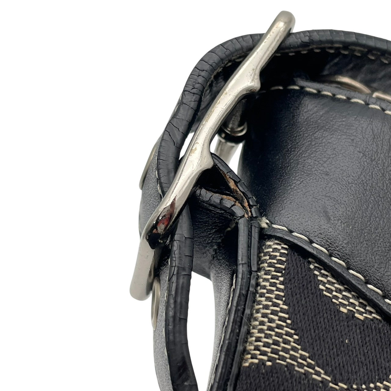【美品】 COACH コーチ バッグ シグネチャー ショルダーバッグ 斜め掛け 肩掛け ポシェット クロスボディ キャンバス 本革 レザー グレー ブラック 黒 シルバー金具 カジュアル デイリー ユース レディース 人気 S54