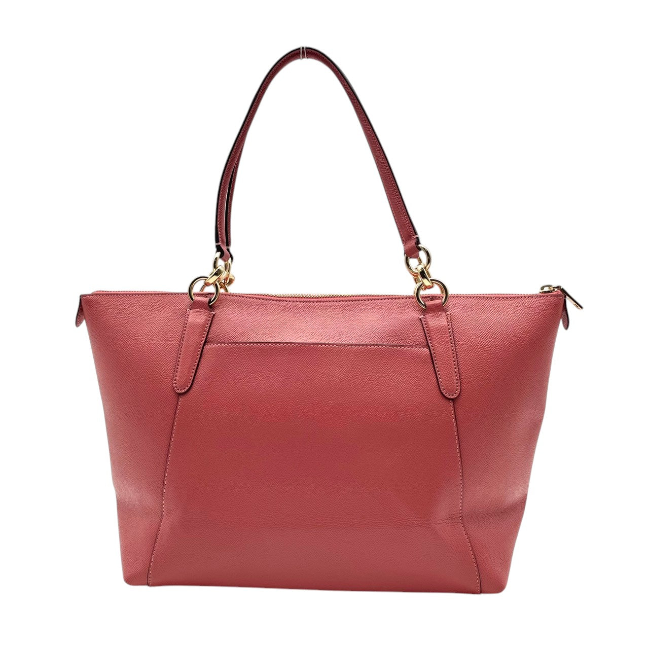 【美品】 COACH コーチ バッグ クロスグレーン レザー アヴァ トートバッグ ハンドバッグ 手提げ 肩掛け A4収納 本革 ピンク系 コーラルピンク ゴールド金具 ビジネス 通勤 通学 レディース 定番 人気 鞄 S54