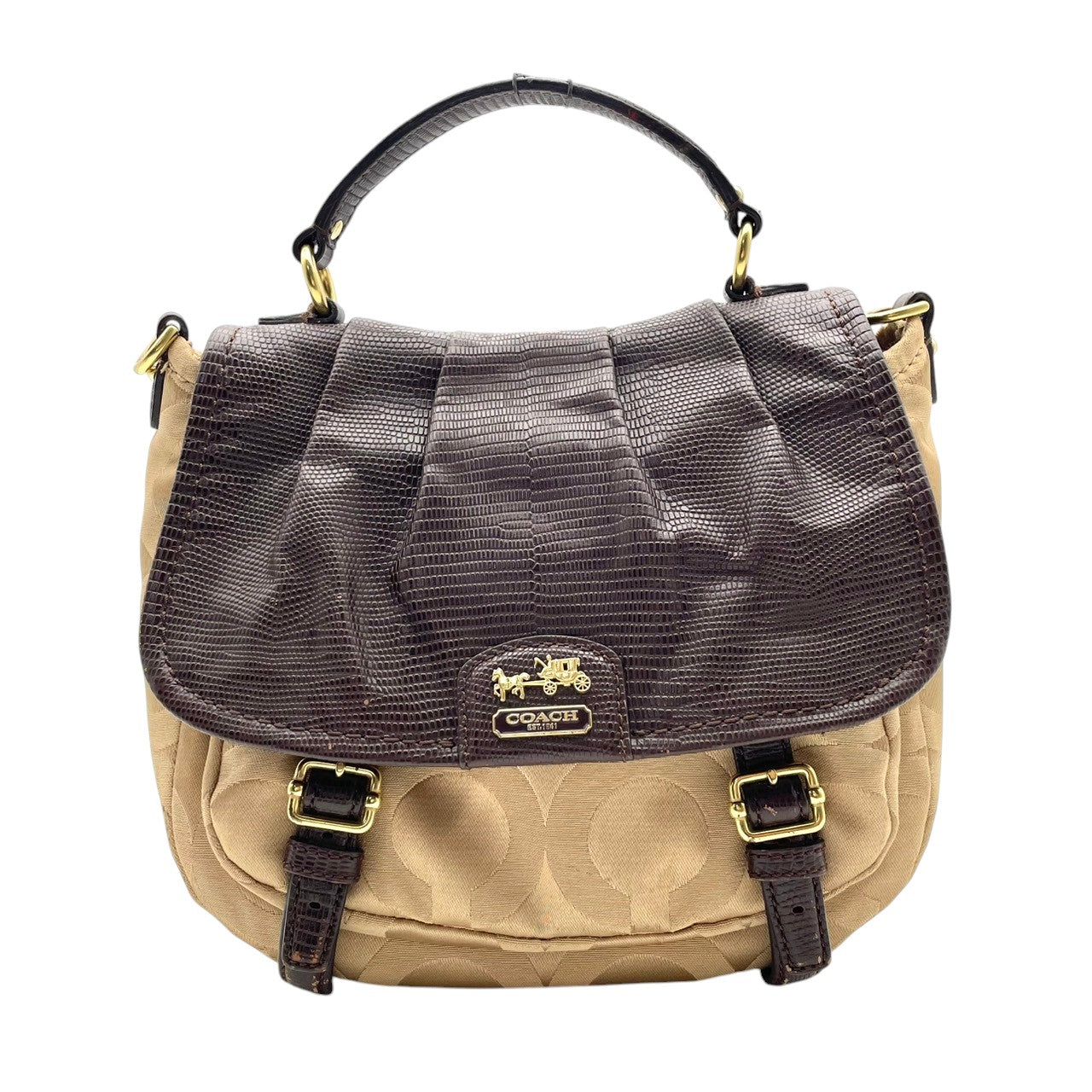 COACH コーチ バッグ マディソン オプアート アナベル ショルダーバッグ ハンドバッグ 手提げ 斜め掛け クロスボディ キャンバス 本革 レザー ベージュ ブラウン 茶系 ゴールド金具 定番 人気 鞄 S54