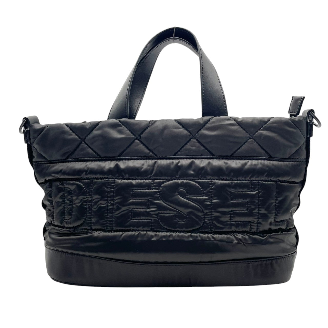 【美品】ディーゼル バッグ キルティング トートバッグ ハンドバッグ 手提げ パフィバッグ ナイロン レザー ブラック 黒 ビンテージ風 エレガント クラシック スタイリッシュ ストリート カジュアル レディース 人気 定番 鞄 S64