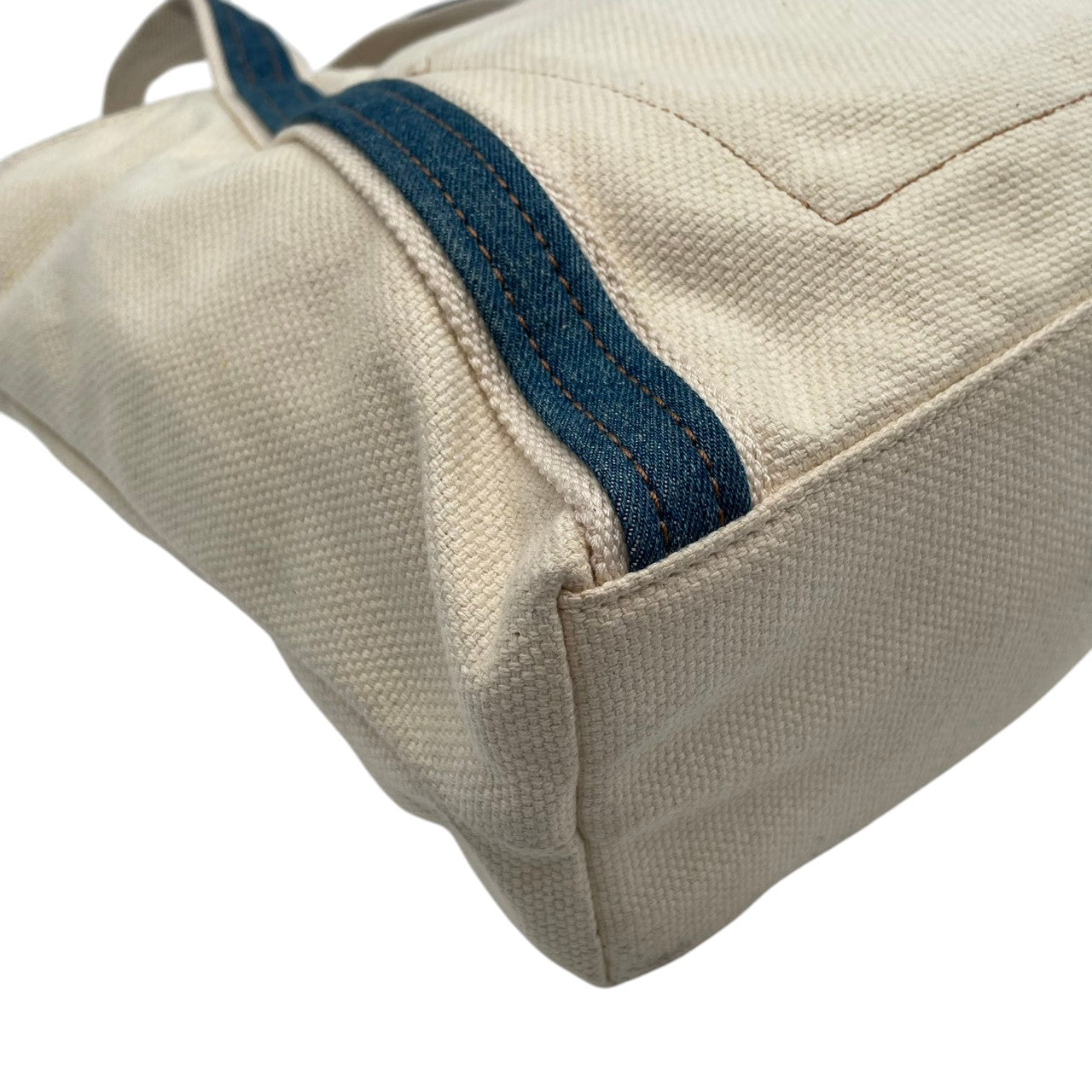 【美品】ディーゼル バッグ キャンバス トートバッグ ハンドバッグ 手提げ 肩掛け ロゴ刺しゅう コットン アイボリー 生成り ブルー 青 シルバー金具 エレガント スタイリッシュ カジュアル デイリー レディース 人気 定番 鞄 S64