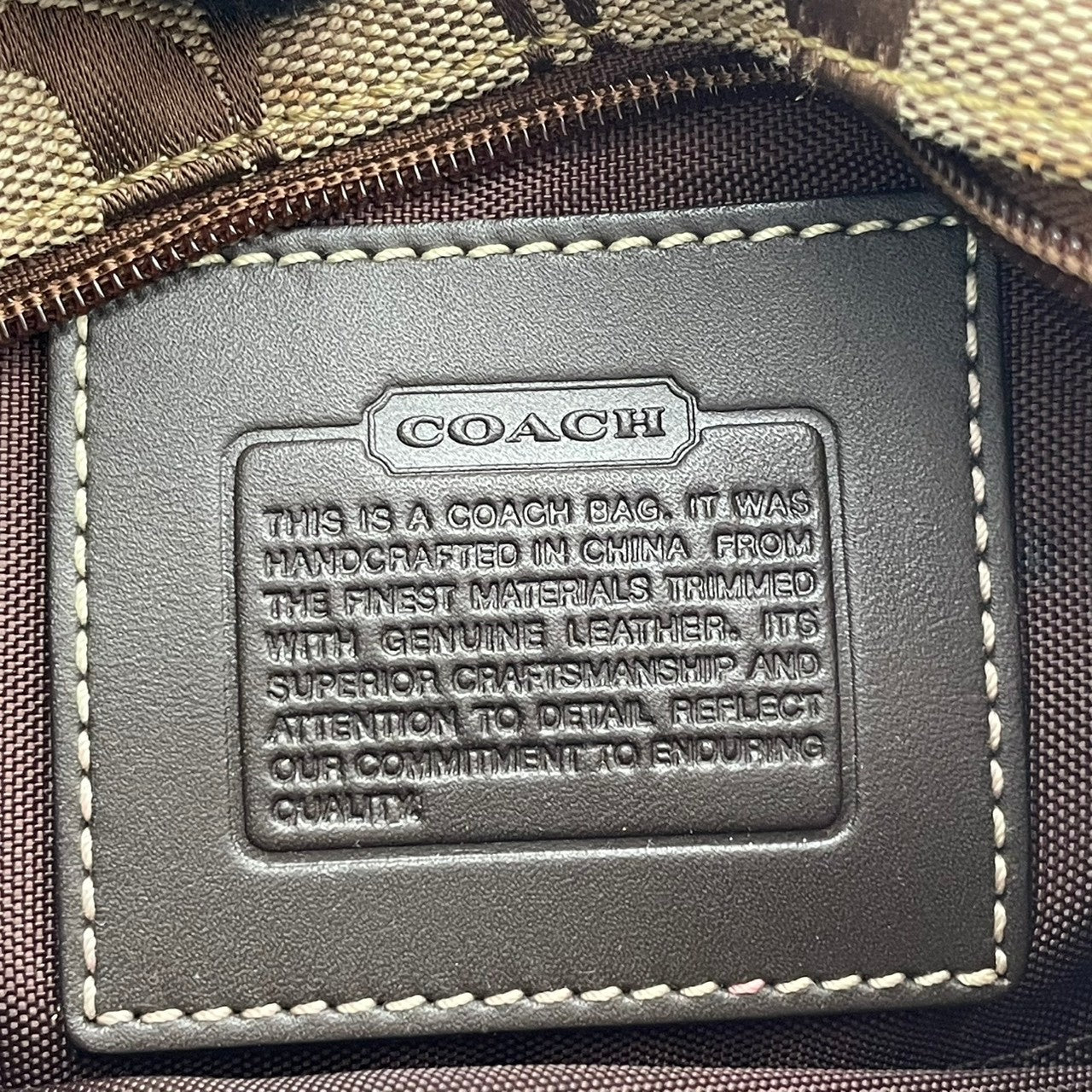 【美品】コーチ バッグ シグネチャー アクセサリーポーチ ハンドバッグ 手提げ ミニバッグ キャンバス レザー ベージュ ブラウン 茶系 シルバー金具 エレガント クラシック スタイリッシュ カジュアル レディース 人気 定番 鞄 S31