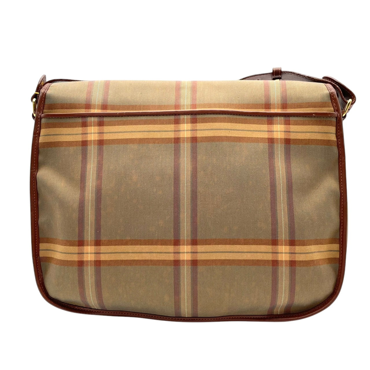 Burberry バーバリー バッグ バーバリーズ ヴィンテージ キャンバス レザー ショルダーバッグ 斜め掛け 肩掛け フラップ チェック柄 ベージュ ブラウン 茶系 ゴールド金具 レディース 定番 人気 鞄 S32