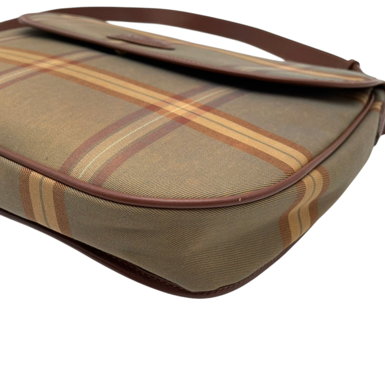 Burberry バーバリー バッグ バーバリーズ ヴィンテージ キャンバス レザー ショルダーバッグ 斜め掛け 肩掛け フラップ チェック柄 ベージュ ブラウン 茶系 ゴールド金具 レディース 定番 人気 鞄 S32