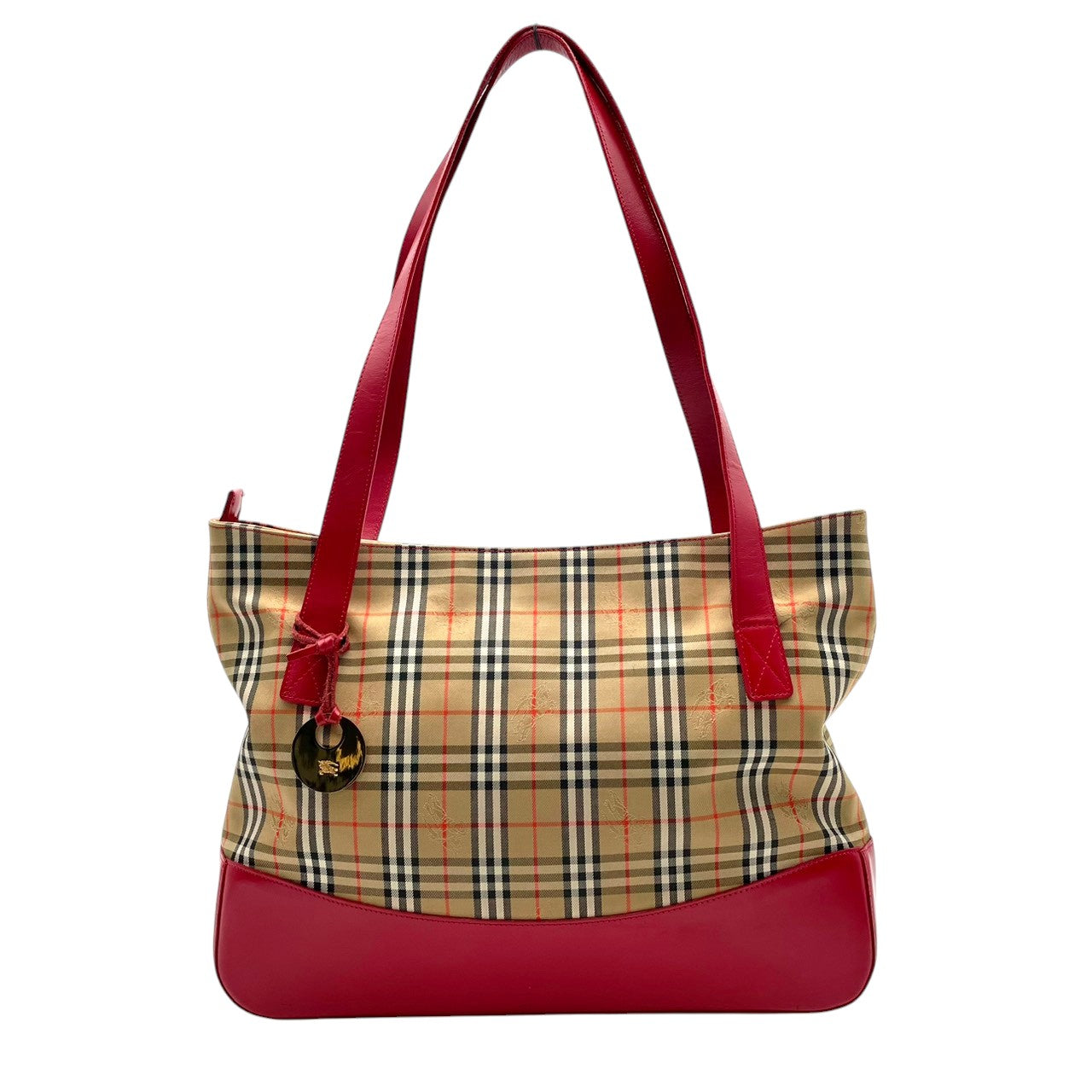 Burberry バーバリー バッグ バーバリーズ チェック ノバチェック シャドーホース トートバッグ ハンドバッグ 手提げ 肩掛け A4収納 キャンバス レザー ベージュ ローズレッド 赤 クラシック ヴィンテージ S32