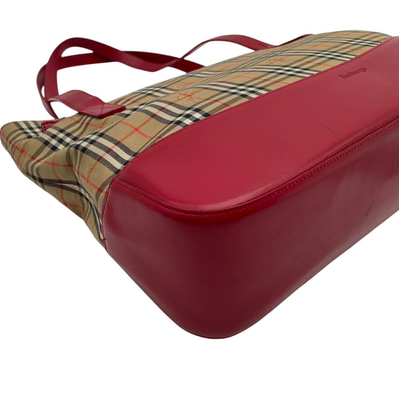 Burberry バーバリー バッグ バーバリーズ チェック ノバチェック シャドーホース トートバッグ ハンドバッグ 手提げ 肩掛け A4収納 キャンバス レザー ベージュ ローズレッド 赤 クラシック ヴィンテージ S32
