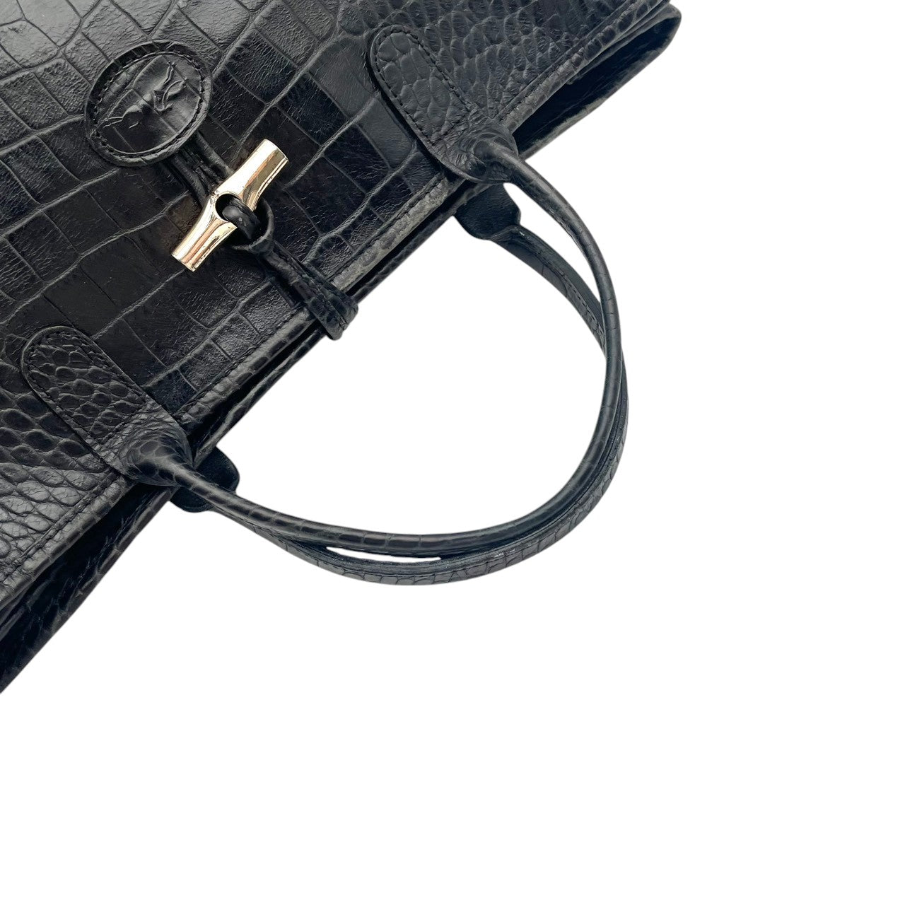 LONGCHAMP ロンシャン バッグ ロゾ ハンドバッグ トートバッグ 手提げ レザー クロコ型押し ブラック 黒 シルバー金具 トグル A4収納 ビジネス 通勤 通学 エレガント クラシック スタイリッシュ 上品 レディース 定番 人気 鞄 S32