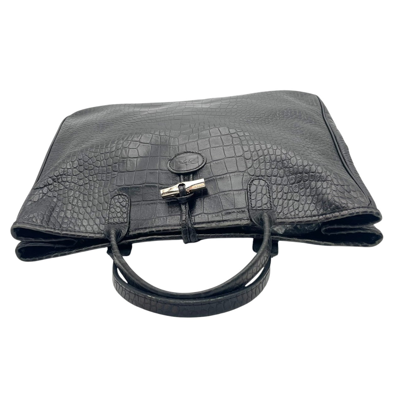LONGCHAMP ロンシャン バッグ ロゾ ハンドバッグ トートバッグ 手提げ レザー クロコ型押し ブラック 黒 シルバー金具 トグル A4収納 ビジネス 通勤 通学 エレガント クラシック スタイリッシュ 上品 レディース 定番 人気 鞄 S32
