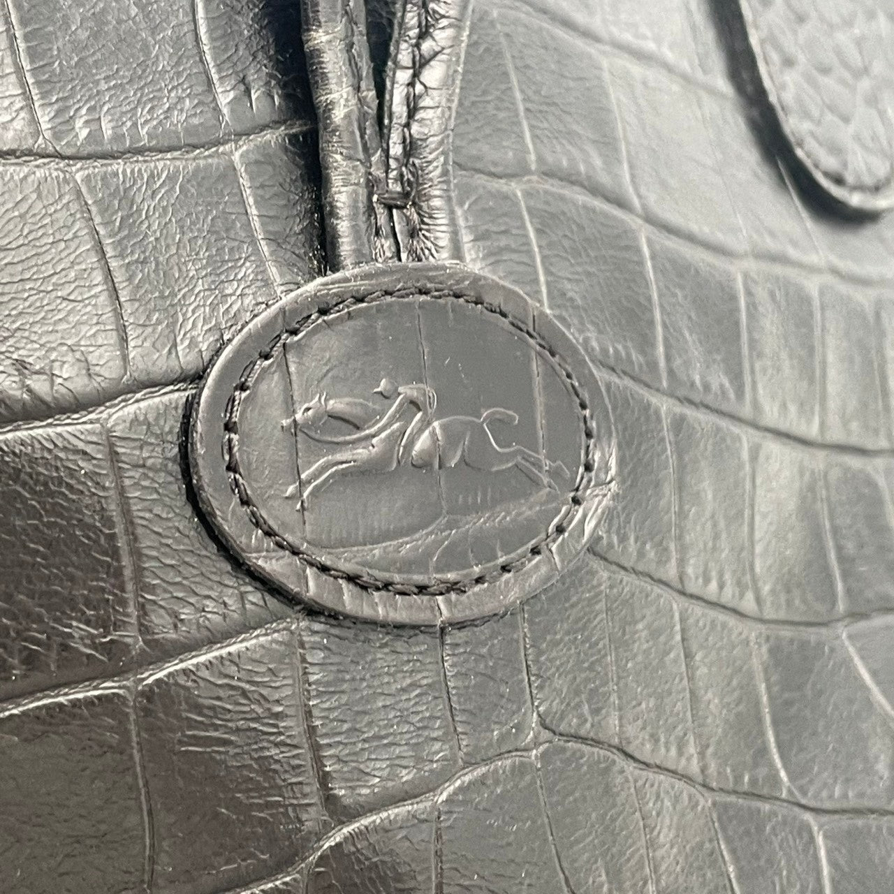 LONGCHAMP ロンシャン バッグ ロゾ ハンドバッグ トートバッグ 手提げ レザー クロコ型押し ブラック 黒 シルバー金具 トグル A4収納 ビジネス 通勤 通学 エレガント クラシック スタイリッシュ 上品 レディース 定番 人気 鞄 S32