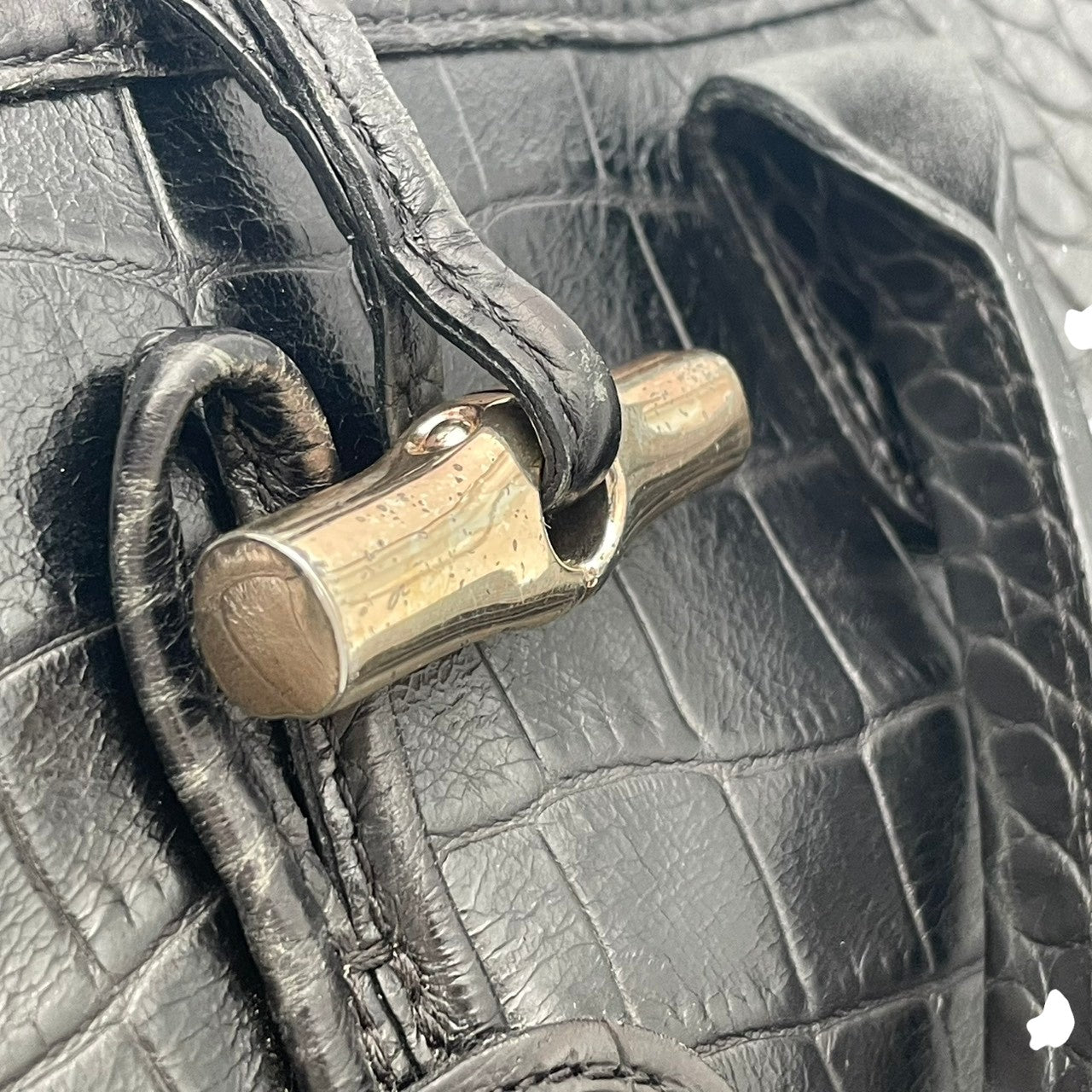LONGCHAMP ロンシャン バッグ ロゾ ハンドバッグ トートバッグ 手提げ レザー クロコ型押し ブラック 黒 シルバー金具 トグル A4収納 ビジネス 通勤 通学 エレガント クラシック スタイリッシュ 上品 レディース 定番 人気 鞄 S32