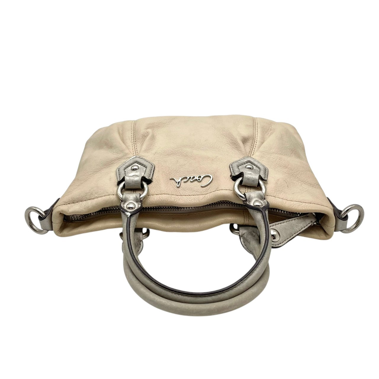 COACH コーチ バッグ アシュレイ レザー 2WAY ショルダーバッグ ハンドバッグ ギャザー 斜め掛け 肩掛け 手提げ 本革 革 アイボリー オフホワイト 白系 シルバー金具 カジュアル デイリー F20342 S80