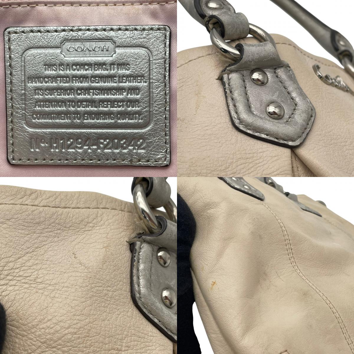 COACH コーチ バッグ アシュレイ レザー 2WAY ショルダーバッグ ハンドバッグ ギャザー 斜め掛け 肩掛け 手提げ 本革 革 アイボリー オフホワイト 白系 シルバー金具 カジュアル デイリー F20342 S80