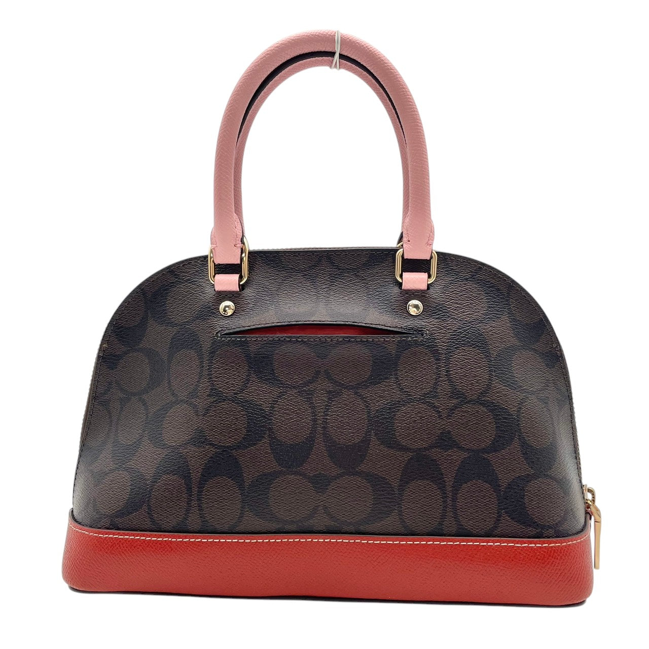 【美品】 COACH コーチ バッグ ミニ シエラ サッチェル シグネチャー ハンドバッグ ショルダーバッグ 2WAY 手提げ PVC レザー ブラウン ピンク 茶系 ゴールド金具 エレガント クラシック スタイリッシュ カジュアル レディース 人気 F26155 S80