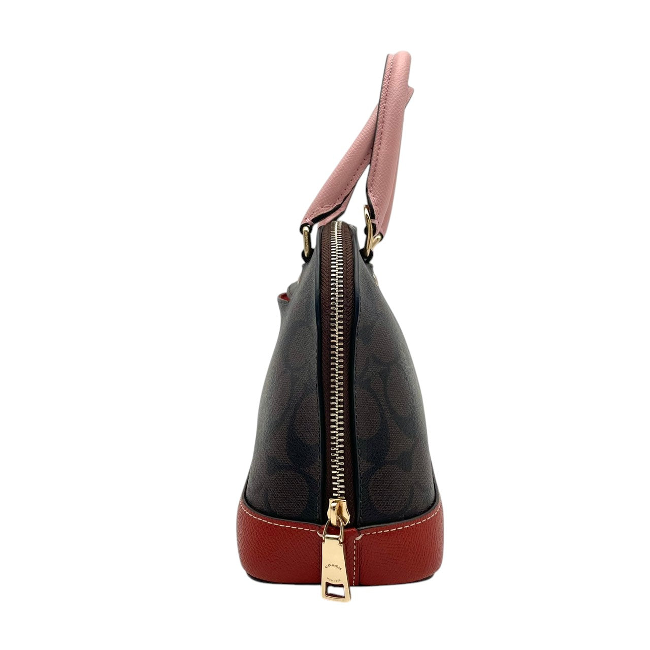 【美品】 COACH コーチ バッグ ミニ シエラ サッチェル シグネチャー ハンドバッグ ショルダーバッグ 2WAY 手提げ PVC レザー ブラウン ピンク 茶系 ゴールド金具 エレガント クラシック スタイリッシュ カジュアル レディース 人気 F26155 S80