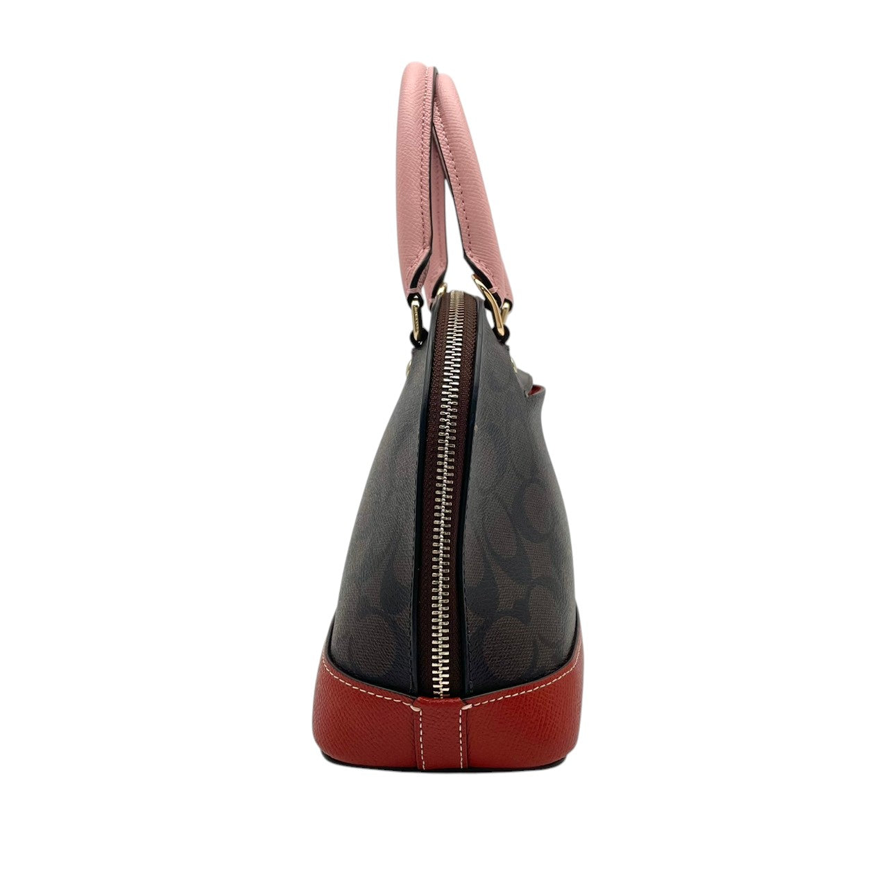 【美品】 COACH コーチ バッグ ミニ シエラ サッチェル シグネチャー ハンドバッグ ショルダーバッグ 2WAY 手提げ PVC レザー ブラウン ピンク 茶系 ゴールド金具 エレガント クラシック スタイリッシュ カジュアル レディース 人気 F26155 S80