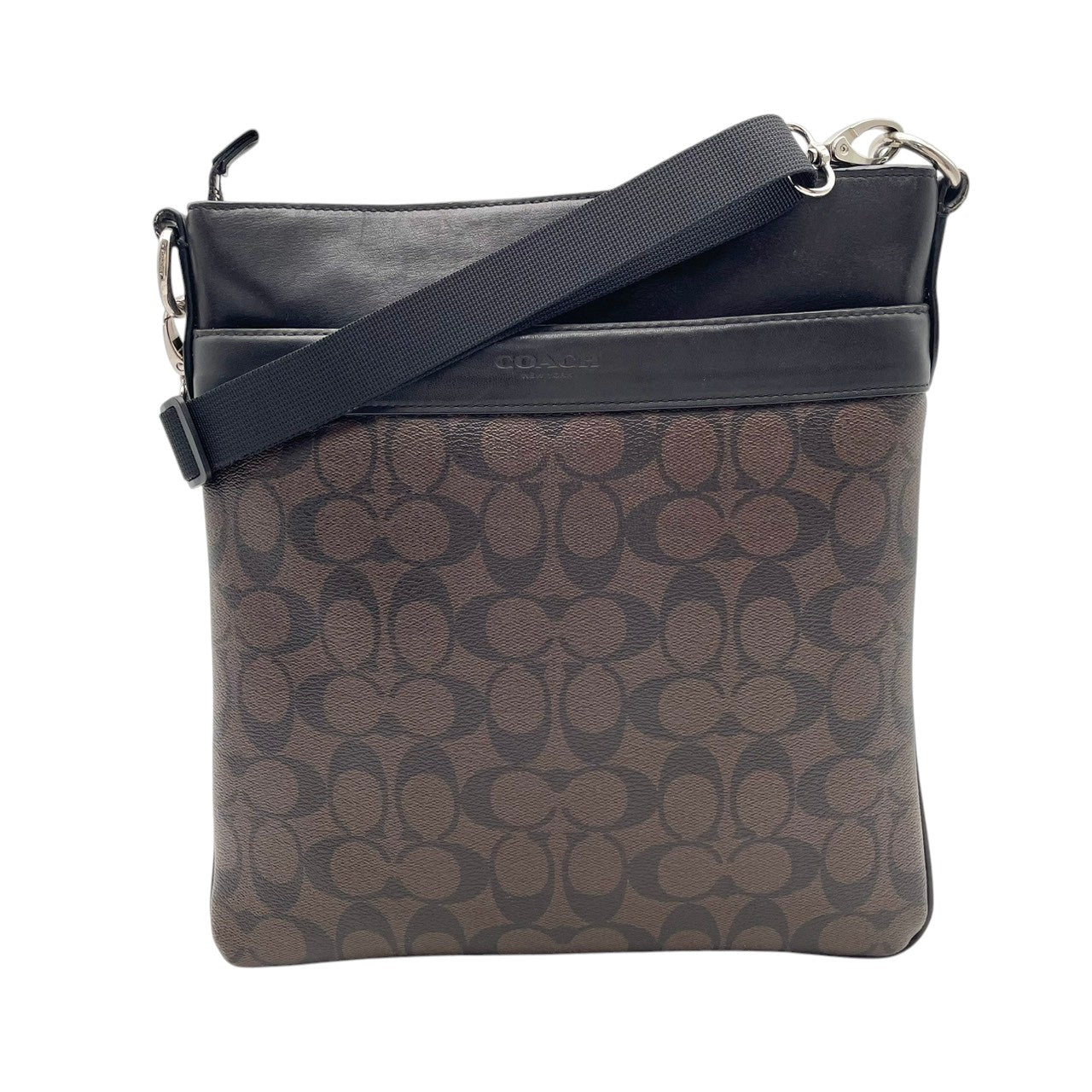 COACH コーチ バッグ チャールズ シグネチャー ショルダーバッグ クロスボディ 斜め掛け 斜めがけ PVC レザー 本革 ブラウン ダークブラウン 茶系 黒 メンズ レディース ユニセックス スタイリッシュ カジュアル デイリー F54781 S80