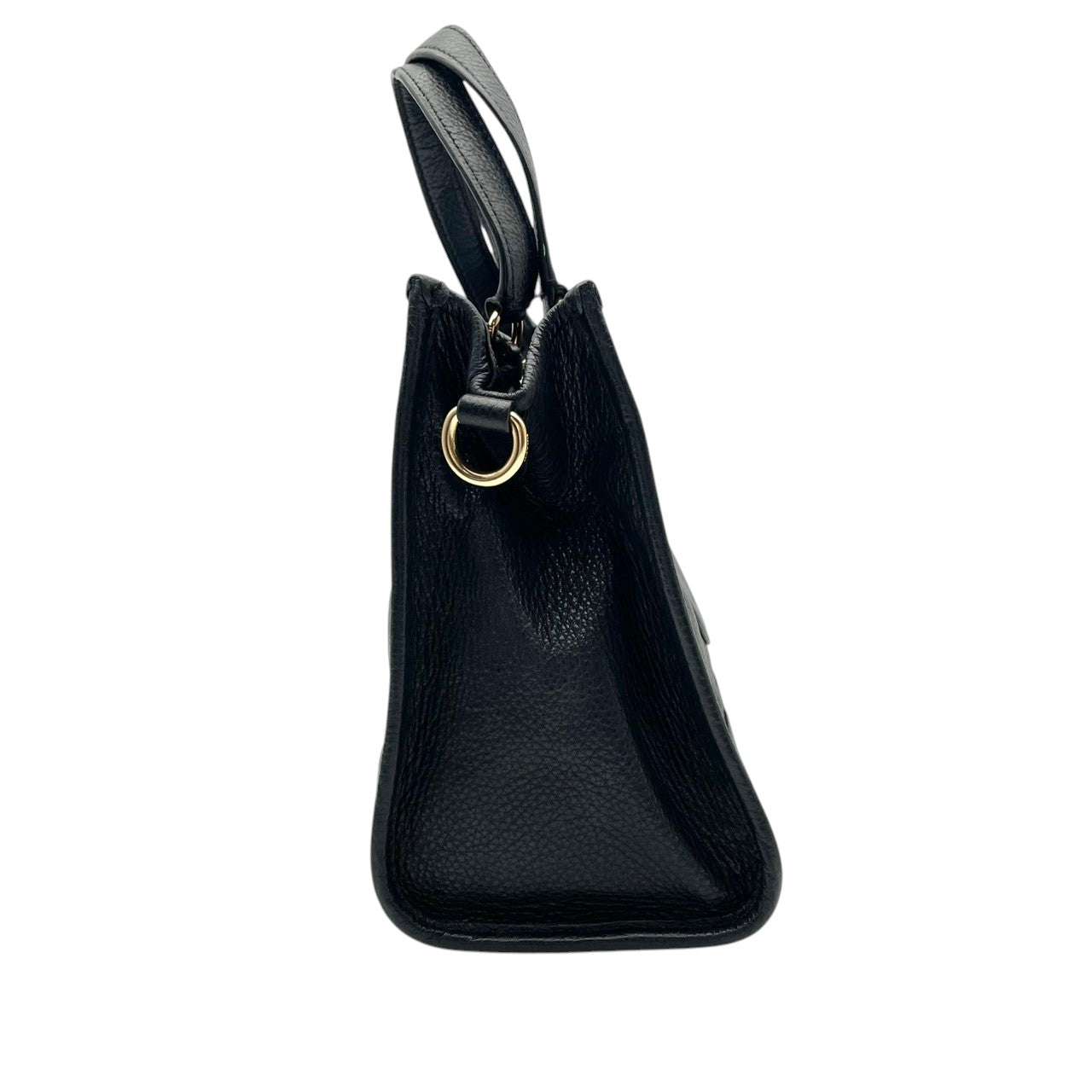 【美品】 COACH コーチ バッグ デンプシー キャリーオール ウィズ パッチ ハンドバッグ トートバッグ 手提げ 本革 レザー ブラック 黒 ゴールド金具 ロゴパッチ エレガント スタイリッシュ 通勤 レディース 人気 定番 鞄 C2004 S80