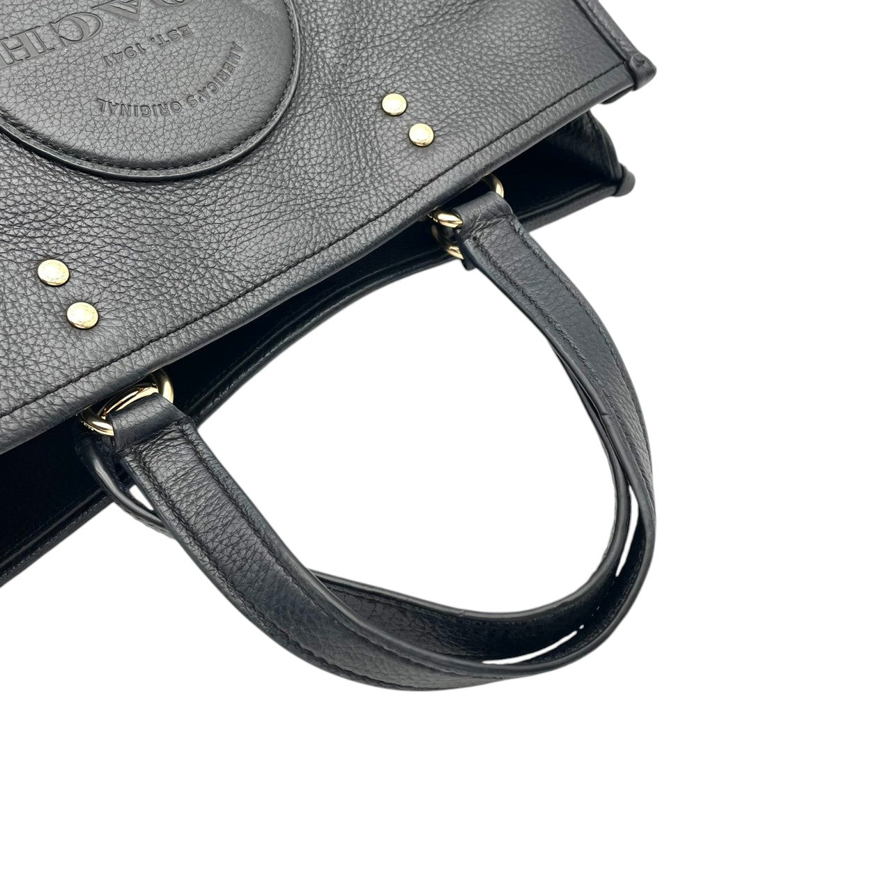 【美品】 COACH コーチ バッグ デンプシー キャリーオール ウィズ パッチ ハンドバッグ トートバッグ 手提げ 本革 レザー ブラック 黒 ゴールド金具 ロゴパッチ エレガント スタイリッシュ 通勤 レディース 人気 定番 鞄 C2004 S80