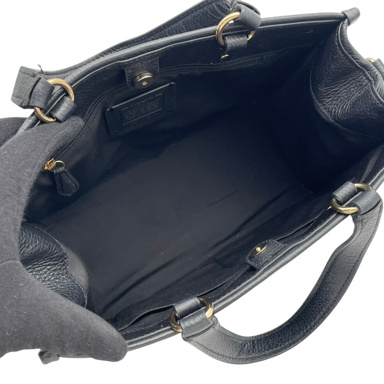 【美品】 COACH コーチ バッグ デンプシー キャリーオール ウィズ パッチ ハンドバッグ トートバッグ 手提げ 本革 レザー ブラック 黒 ゴールド金具 ロゴパッチ エレガント スタイリッシュ 通勤 レディース 人気 定番 鞄 C2004 S80