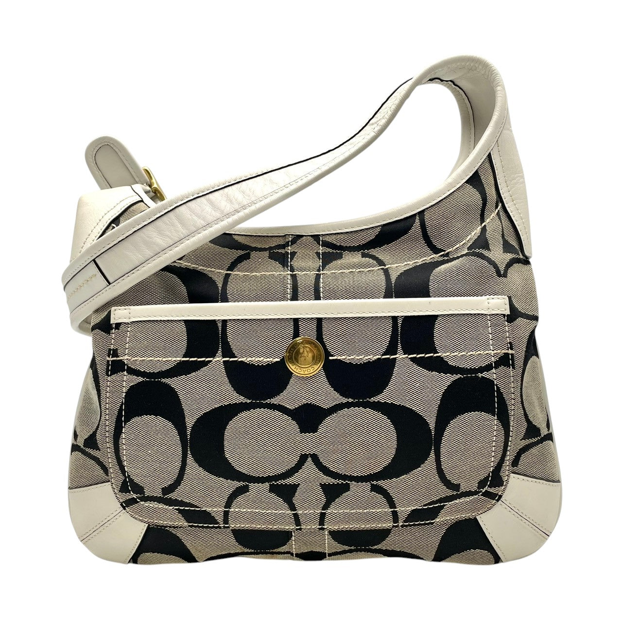 COACH コーチ バッグ シグネチャー ワンショルダーバッグ ショルダーバッグ 肩掛け キャンバス レザー 本革 グレー ホワイト 白系 ゴールド金具 エレガント カジュアル デイリー レディース 人気 定番 鞄 F10768 S80