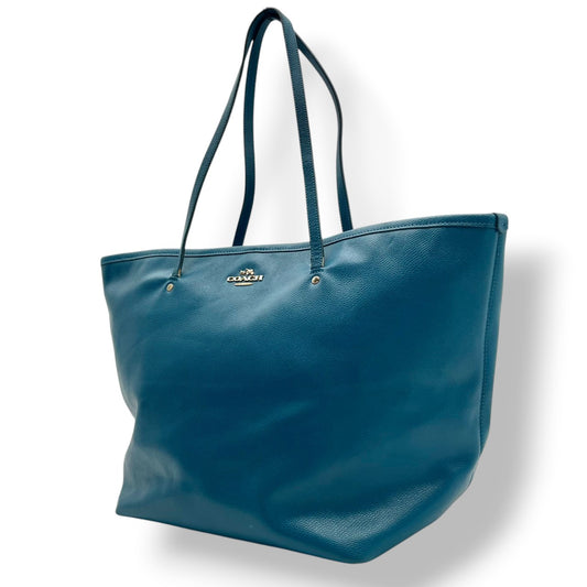 COACH コーチ バッグ クロスグレイン レザー トートバッグ ハンドバッグ 肩掛け 手提げ 本革 レザー ブルー 青 ターコイズブルー ゴールド金具 A4サイズ収納可能 ビジネス 通勤 通学 カジュアル レディース 女性 人気 F34099 S80