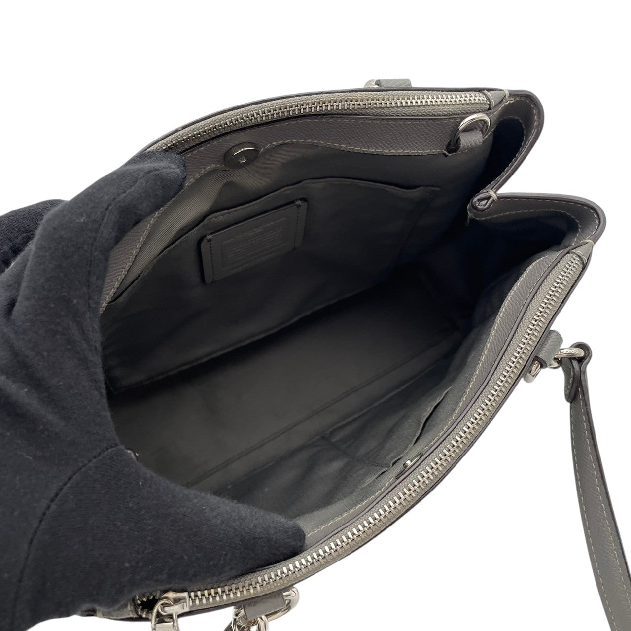 COACH コーチ バッグ ブルック キャリーオール トートバッグ ハンドバッグ ショルダーバッグ 肩掛け 手提げ レザー 本革 グレー 灰色 シルバー金具 通勤 通学 スタイリッシュ レディース 人気 定番 鞄 F25397 S80