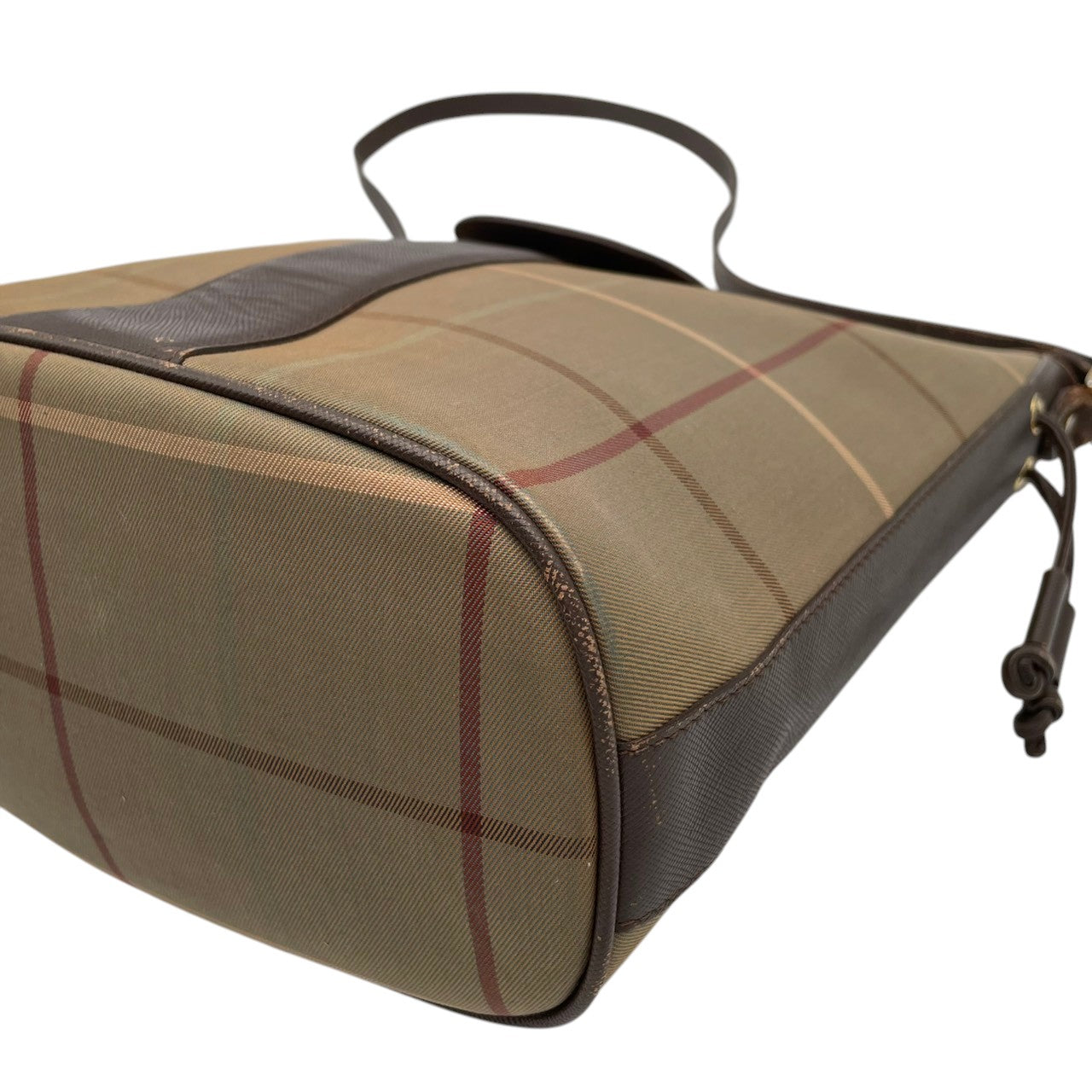 Burberry バーバリー バッグ バーバリーズ ノバチェック 巾着 ショルダーバッグ 斜め掛け 肩掛け キャンバス レザー ベージュ ブラウン 茶系 ゴールド金具 クラシック ヴィンテージ レディース 人気 定番 鞄 S90