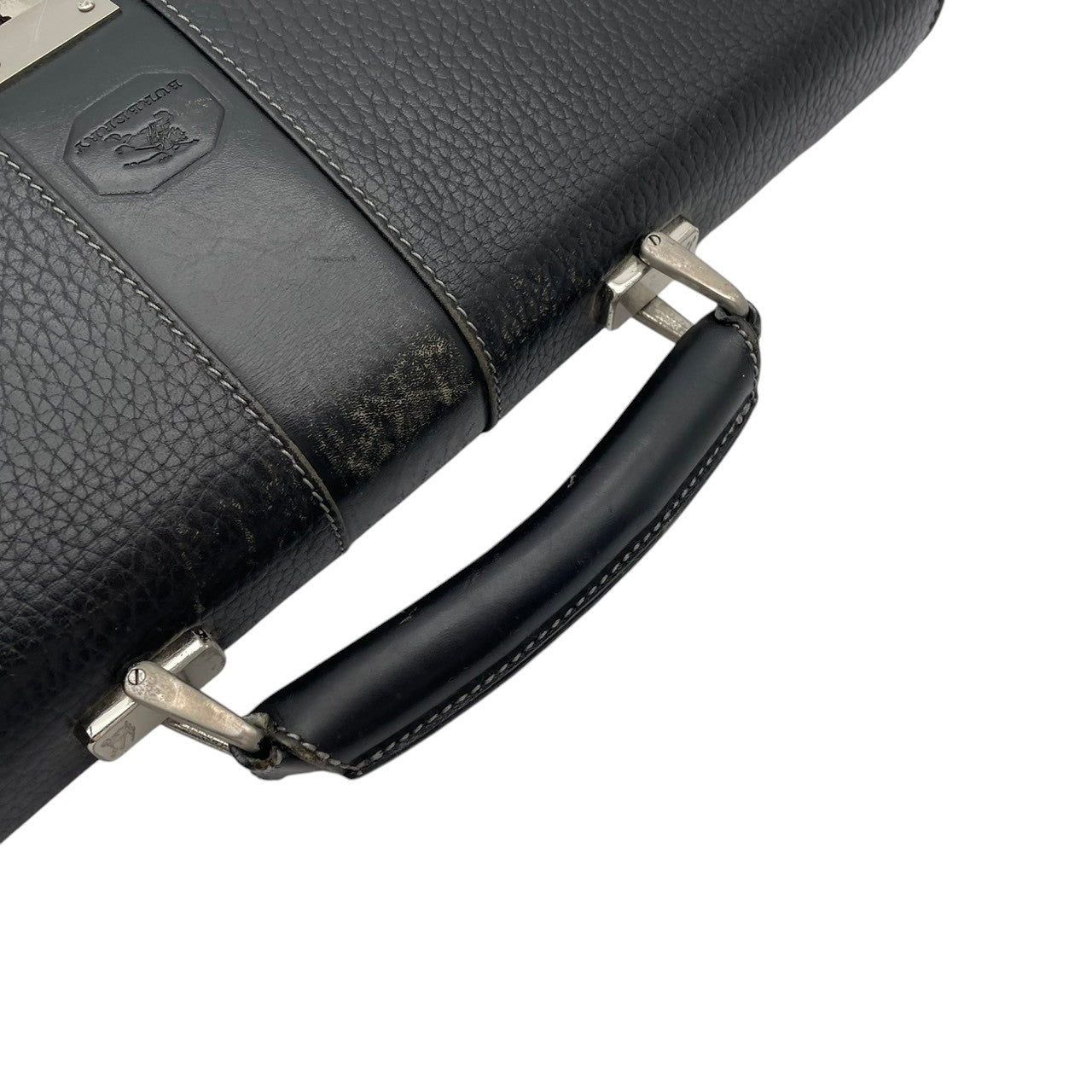 バーバリー バッグ BURBERRY ブリーフケース ビジネスバッグ ダレスバッグ ハンドバッグ 手提げ A4収納 型押しレザー 本革 ブラック 黒 シルバー金具 ノバチェック エレガント クラシック ヴィンテージ メンズ 男性 通勤 仕事 定番 S90