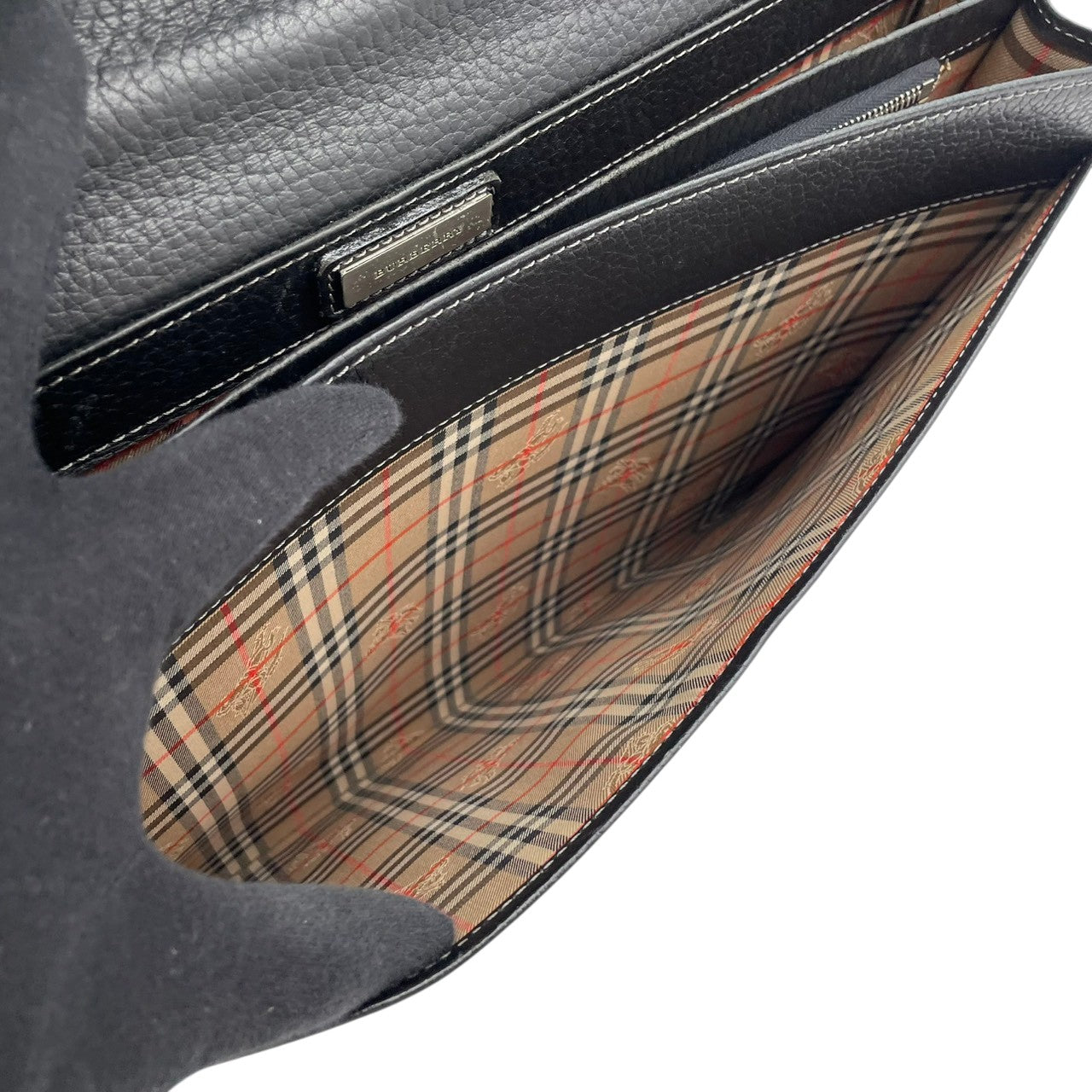 バーバリー バッグ BURBERRY ブリーフケース ビジネスバッグ ダレスバッグ ハンドバッグ 手提げ A4収納 型押しレザー 本革 ブラック 黒 シルバー金具 ノバチェック エレガント クラシック ヴィンテージ メンズ 男性 通勤 仕事 定番 S90