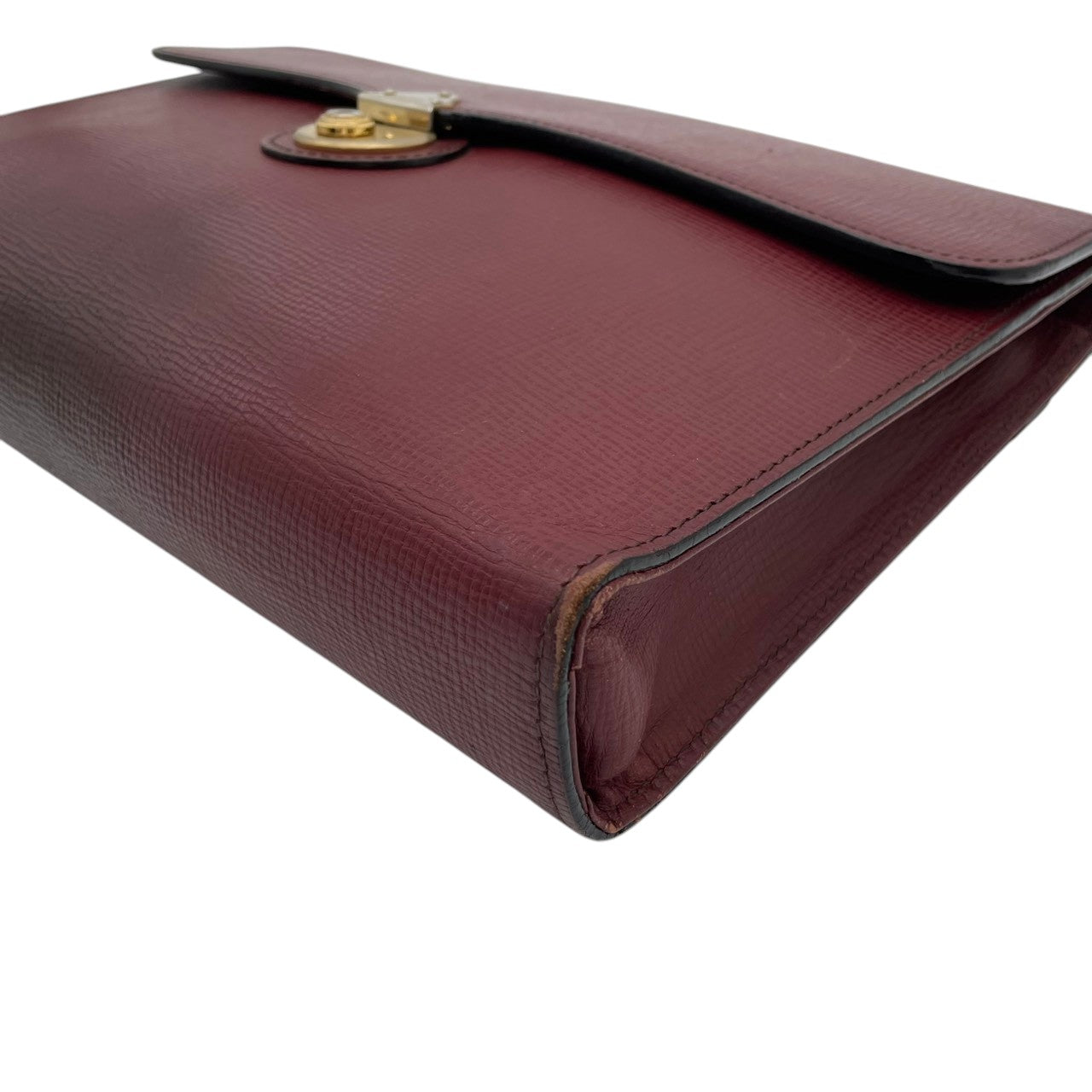 Burberry バーバリー バッグ バーバリーズ ヴィンテージ 型押しレザー クラッチバッグ セカンドバッグ フラップ ボルドー ワインレッド 赤系 ゴールド金具 ロック金具 レトロ メンズ レディース ユニセックス 人気 定番 鞄 S90