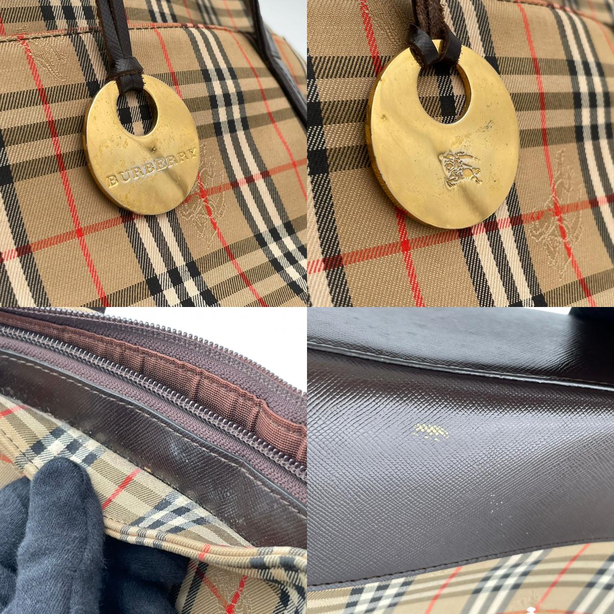 バーバリー バッグ BURBERRY ヘイマーケットチェック ノバチェック シャドーホース トートバッグ ハンドバッグ 手提げ 肩掛け キャンバス レザー ベージュ ブラウン 茶系 ゴールド金具 エレガント クラシック レディース 人気 定番 鞄 S90