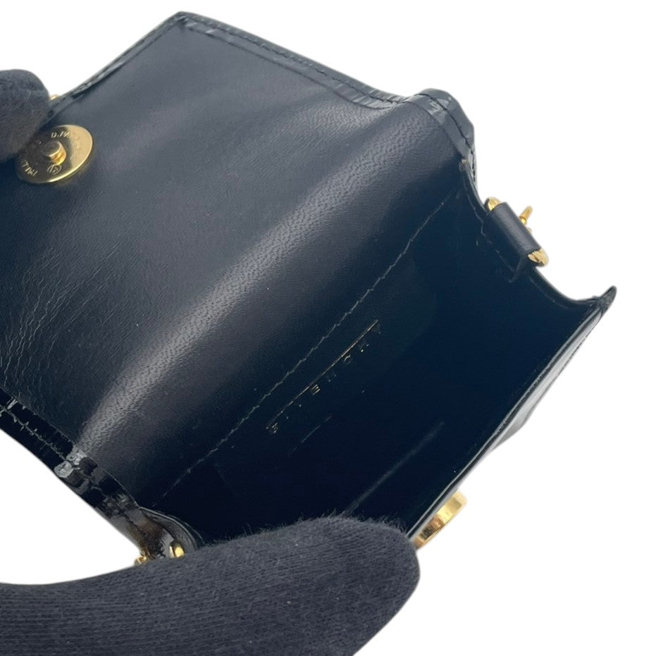 【美品】ジバンシー ヴィンテージ ミニチェーンショルダーバッグ ポシェット パテントレザー ブラック 黒 ゴールド金具 エレガント クラシック レトロ フォーマル パーティー デイリーユース レディース 女性 人気 定番 鞄 S81