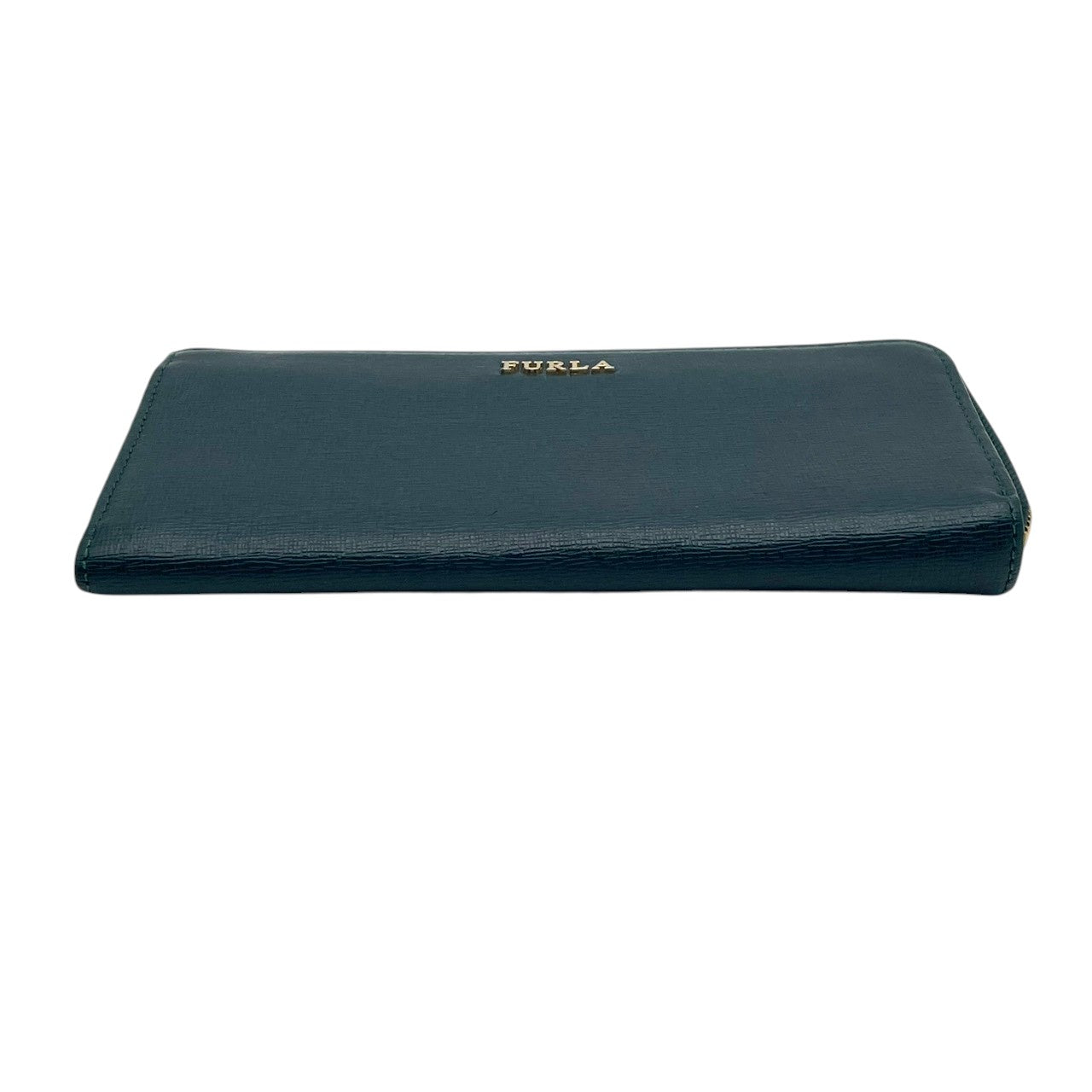 【美品】フルラ BABYLON バビロン ジップアラウンド ウォレット 長財布 ラウンドファスナー 小銭入れあり レザー 本革 ダークグリーン 深緑 ゴールド金具 エレガント クラシック デイリー 通勤 通学 レディース 女性 人気 定番 綺麗め 上品 W1